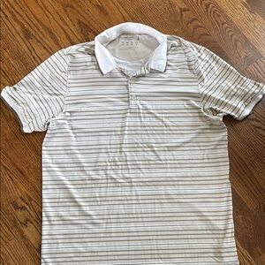 Abercrombie & Fitch White and Gray Striped Polo